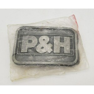 Vintage P&H Rectangle Belt Buckle in original plastic, Crane Mining 1980s Mine