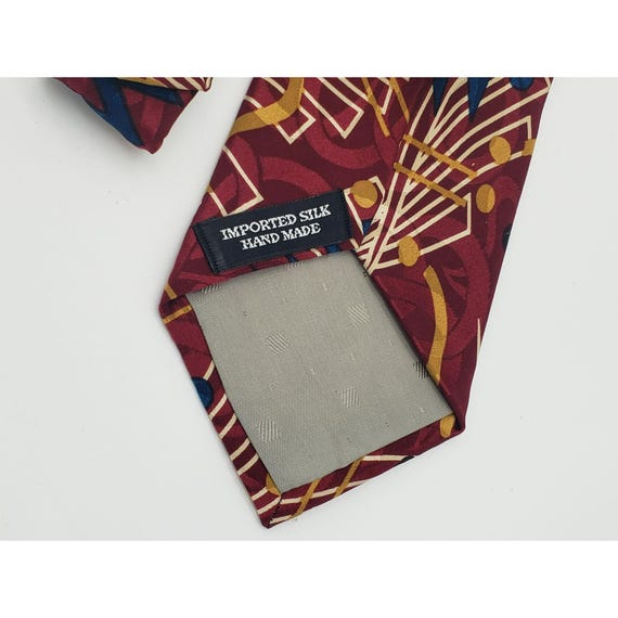 Vintage Albert Nipon Silk Tie, Handmade, Geometri… - image 5