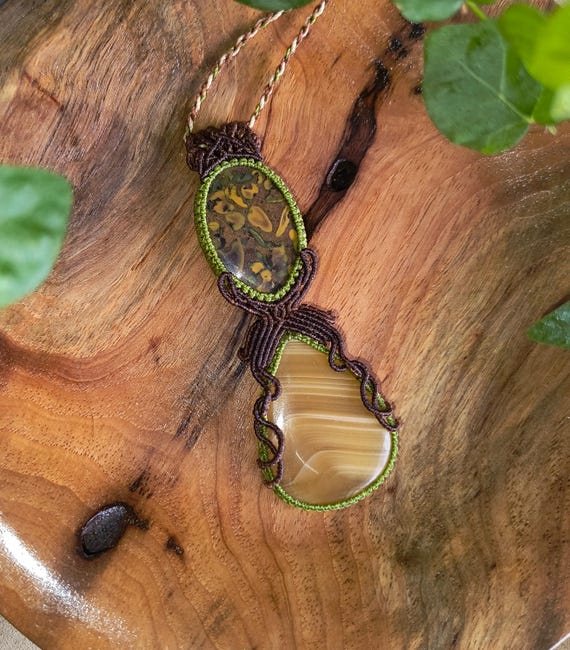 Yellow Agate and Fruit Jasper Macramé Boho