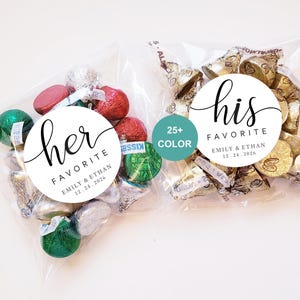 His Her Our Wedding Favors Stickers & Bags Personalized Customizable, His Her Our Favorite Sticker, His Her Favor Label, Wedding Candy