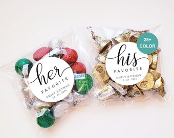 20 His Her Our Wedding Favors Stickers & Bags Personalized Customizable, His Her Our Favorite Sticker, His Her Favor Label, Wedding Candy