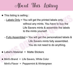100 Mint To Be Wedding Favors Life Savers Mints for Guest Personalized Party Labels Tags Stickers Cheaper in Bulk Sale, Wedding Candy Sale image 2