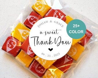 20 A Sweet Thank You Stickers Labels Personalized Wedding Favors Stickers Bags, His Her Our Favorite, Custom Wedding Stickers, Round Sticker