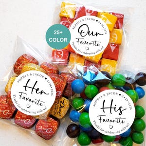 His Her Our Wedding Favors Stickers & Bags, His Her Our Favorite Sticker, His Her Favor Label, His Favorite, Her Favorite, Our Favorite