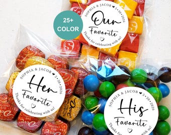 His Her Our Wedding Favors Stickers & Bags, His Her Our Favorite Sticker, His Her Favor Label, His Favorite, Her Favorite, Our Favorite