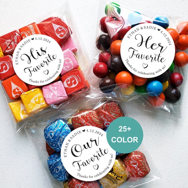 20 His Her Our Wedding Favors Stickers & Bags, His Her Our Favorite Stickers, His Her Favor Labels, His Favorite, Her Favorite, Our Favorite