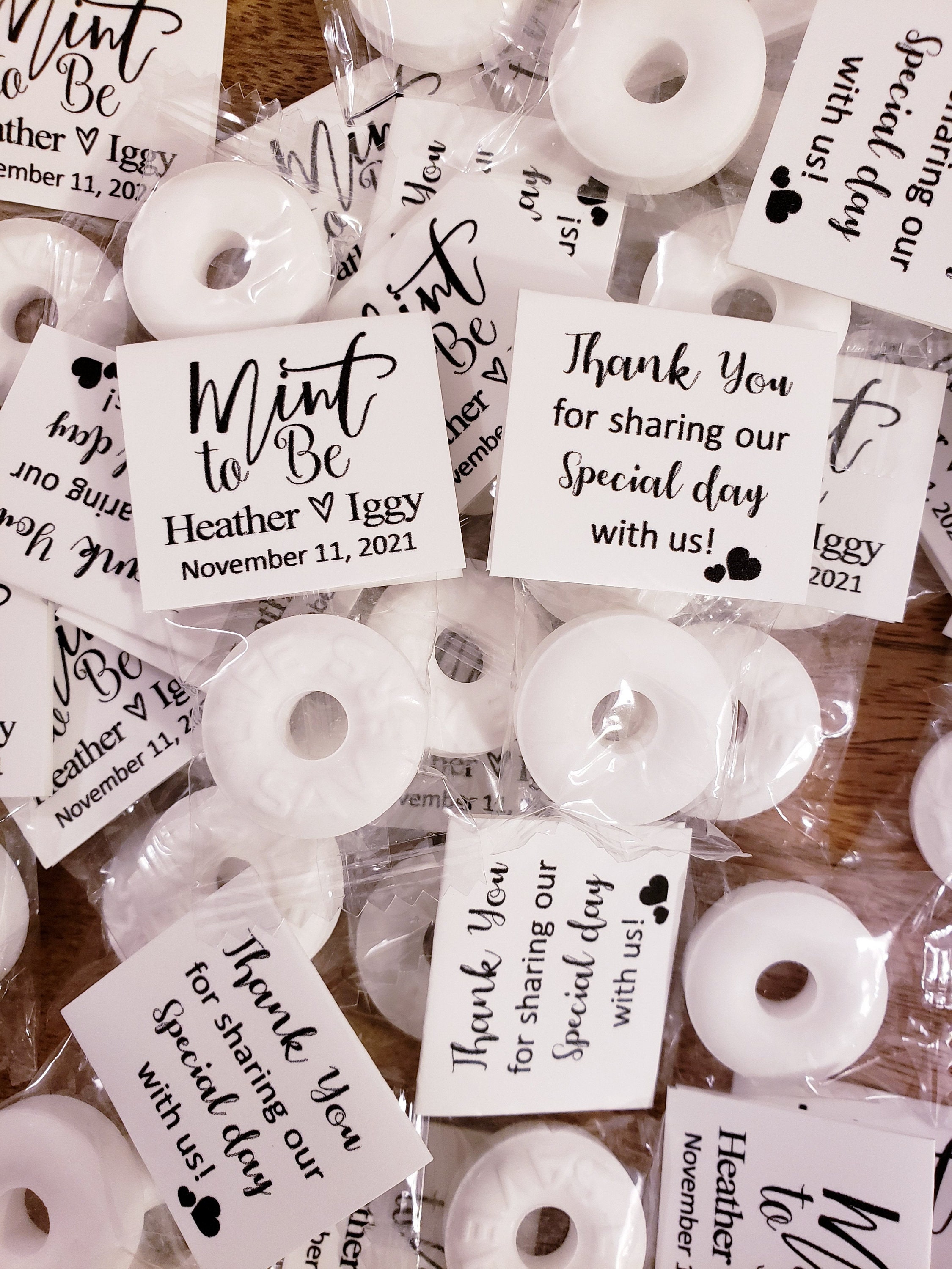 x50 mint to be personalised rustic wedding favours 
