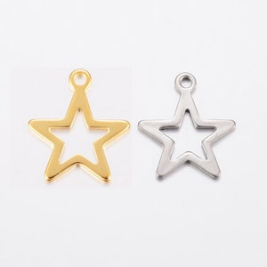 10, 20, 50 or 100 Star pendants - 304 stainless steel - 2 colors available (silver and golden) - Make your choice!