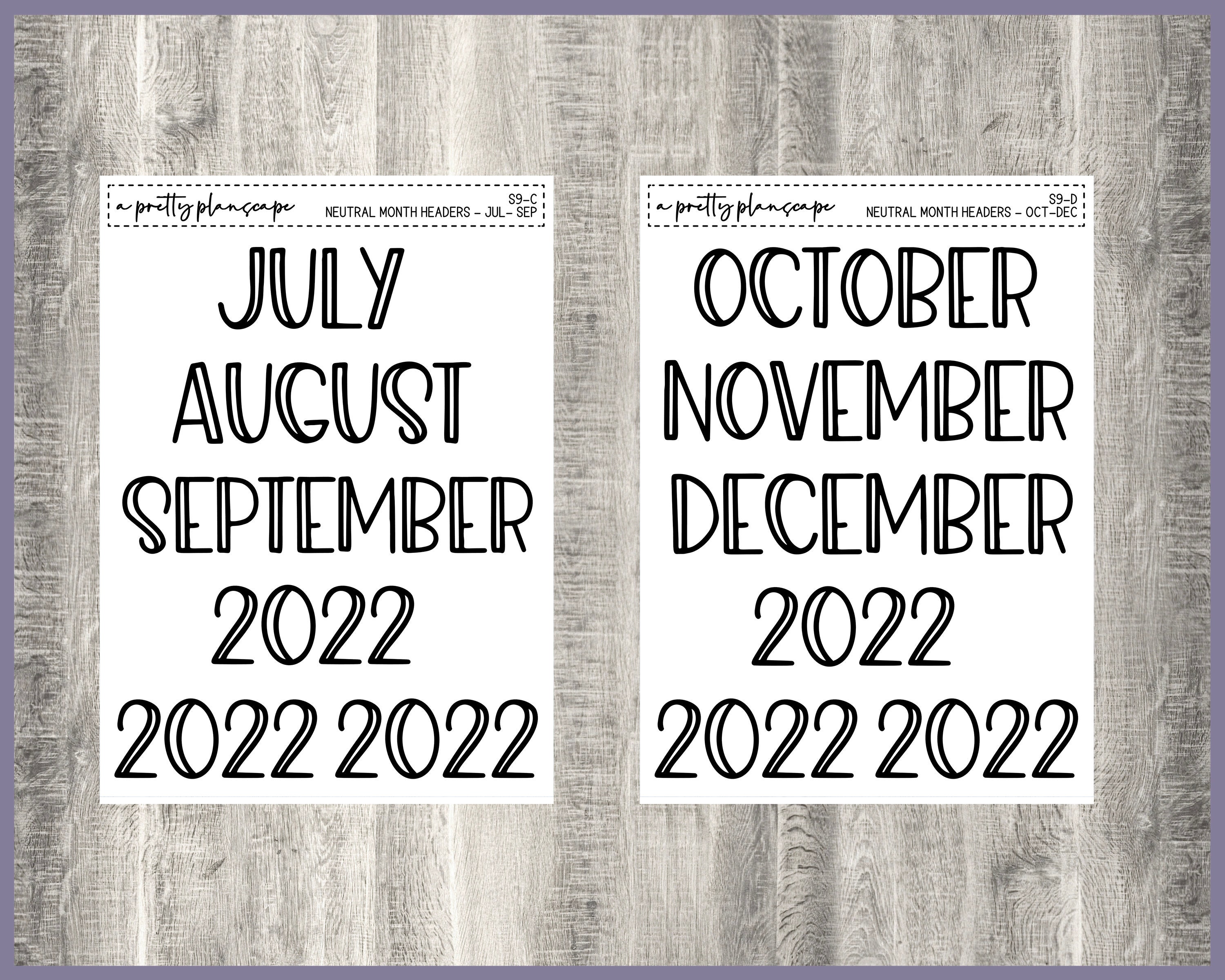 PRINTABLE Neutral Monthly Script Headers Month Name Only - Etsy