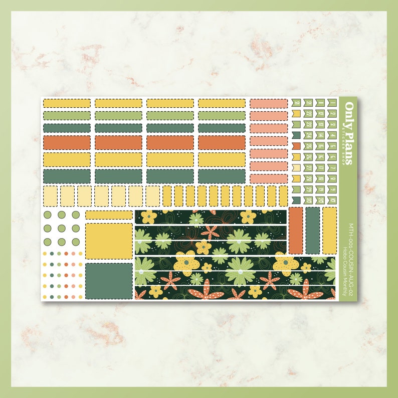 PRINTABLE Hobonichi Cousin Sticker Kit, August Monthly Hobonichi Cousin ...