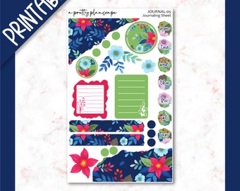 PRINTABLE Journaling Sheet 5 - Journal Stickers Decorative Planner Kit Journaling Sticker Kit Silhouette Cutfiles Cricut PNG
