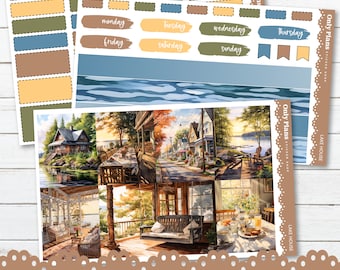 Weekly Sticker Kit 188 - Standard Vertical - Weekly Planner Stickers - 7x9 A5 B6 Erin Condren - KIT188 &quot;Lake House&quot;
