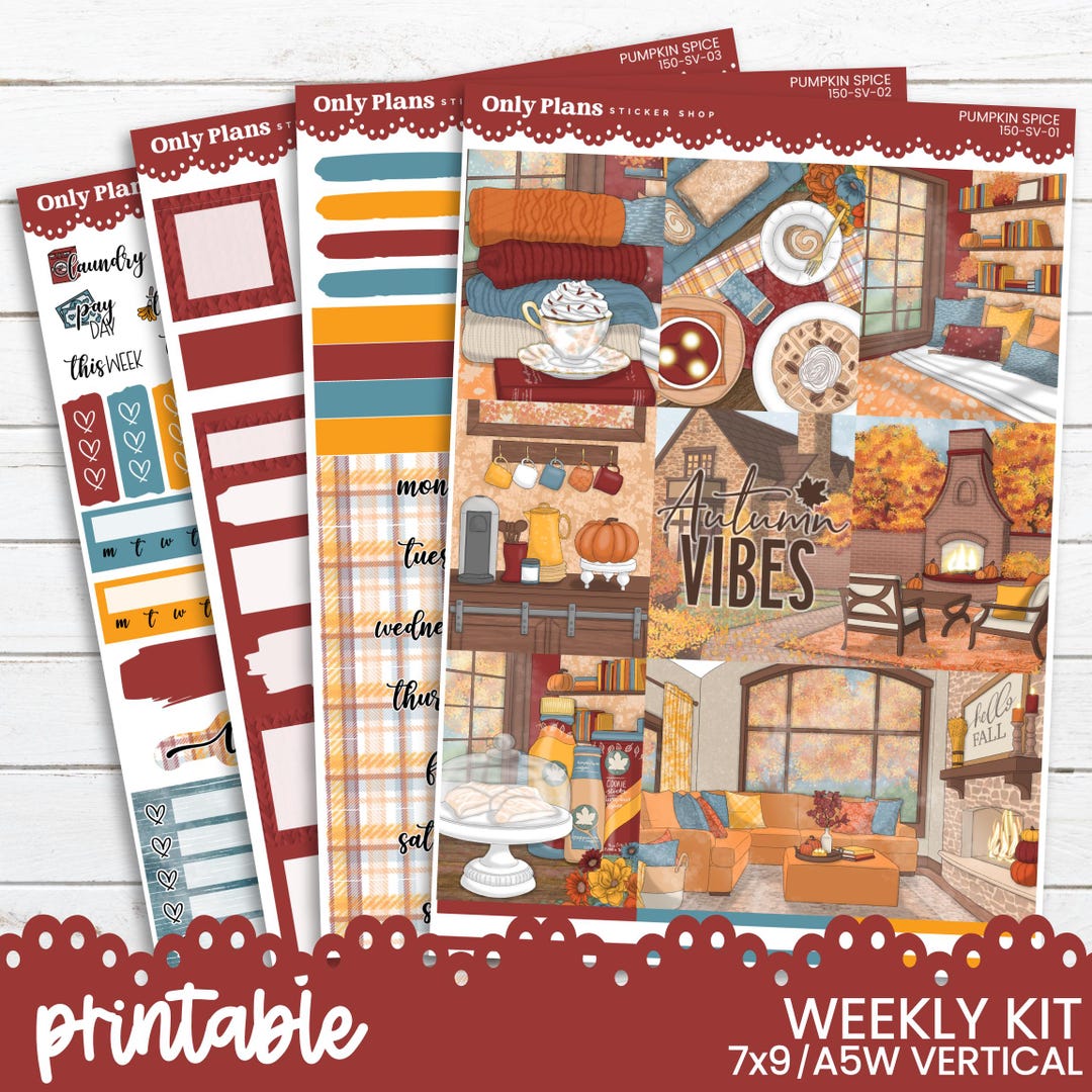 PRINTABLE Weekly Sticker Kit for Standard Vertical Planners - 7x9 A5 B6 ...