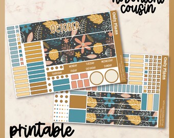 PRINTABLE Hobonichi Cousin Sticker Kit, October Monthly Hobonichi Cousin Stickers, Hobo Cousin Monthly, Printable Cut Files, PNGs, MTH-001