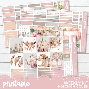 PRINTABLE Weekly Sticker Kit 176 - Hobonichi Cousin - Hobo Cousin Stickers Cut Files PNG - KIT176 "Southwest"