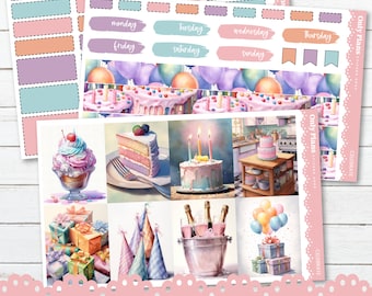 Weekly Sticker Kit 175 - Standard Vertical - Weekly Planner Stickers - 7x9 A5 B6 Erin Condren - KIT175 &quot;Celebrate&quot;