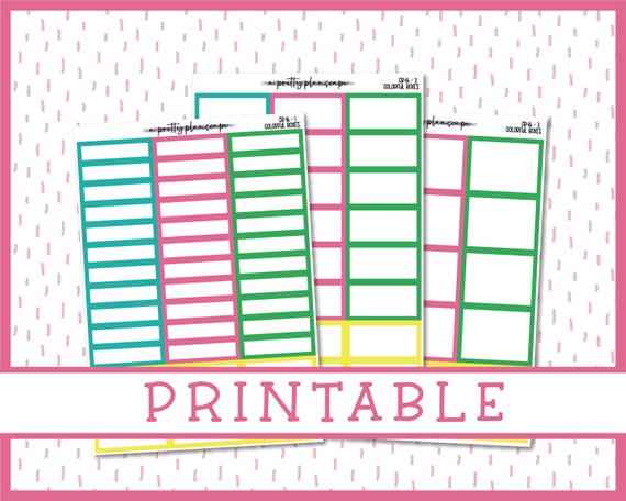PRINTABLE Colorful Boxes Planner Stickers Kiss Cut | Etsy