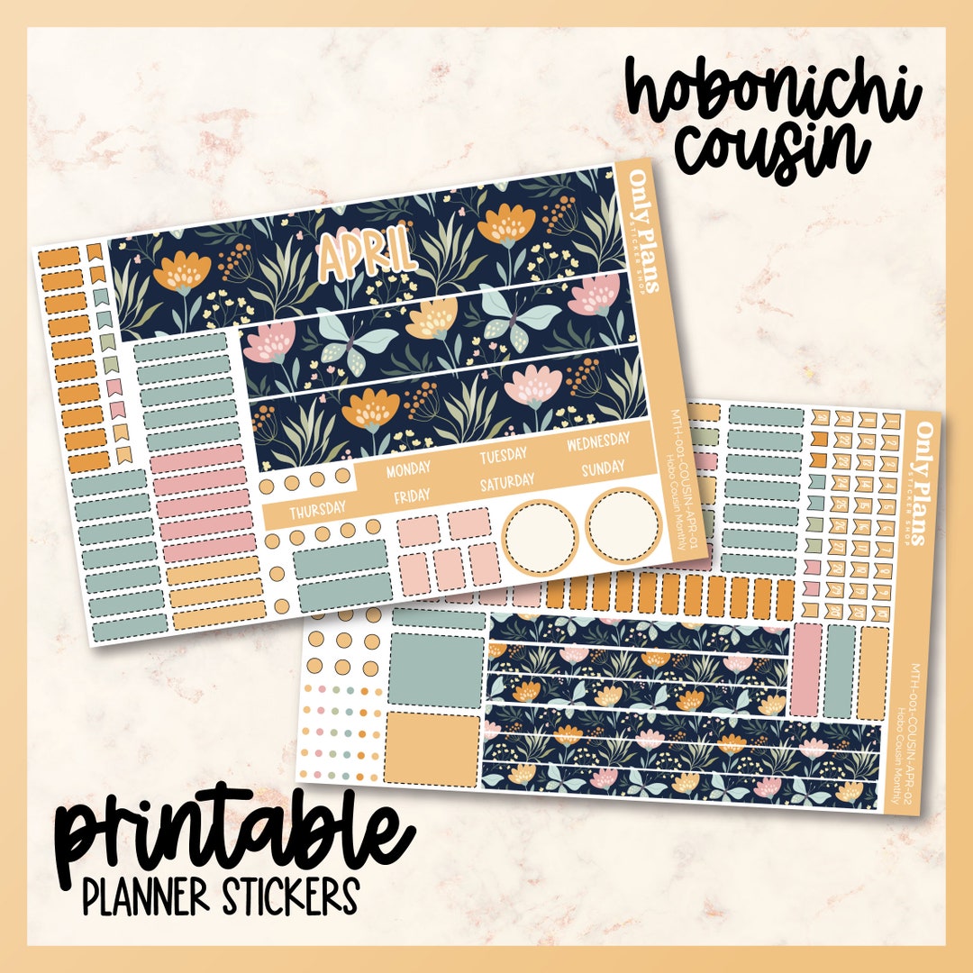 PRINTABLE Hobonichi Cousin Sticker Kit, April Monthly Hobonichi Cousin ...