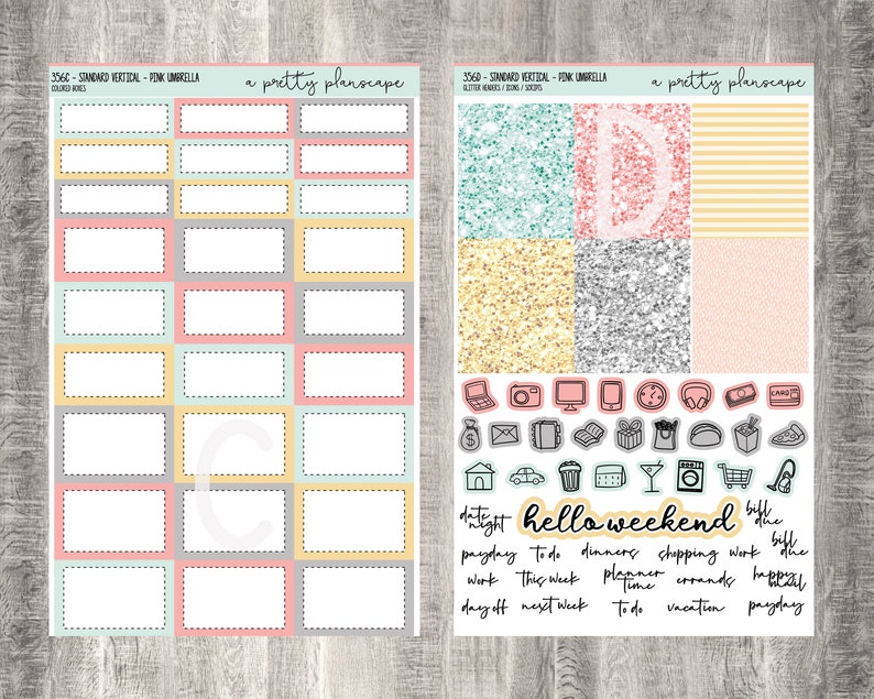 PRINTABLE Weekly Sticker Kit pink Umbrella | Etsy
