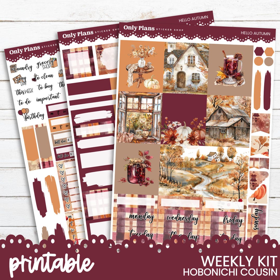 PRINTABLE Weekly Sticker Kit for Hobonichi Cousin and A5 Planners ...
