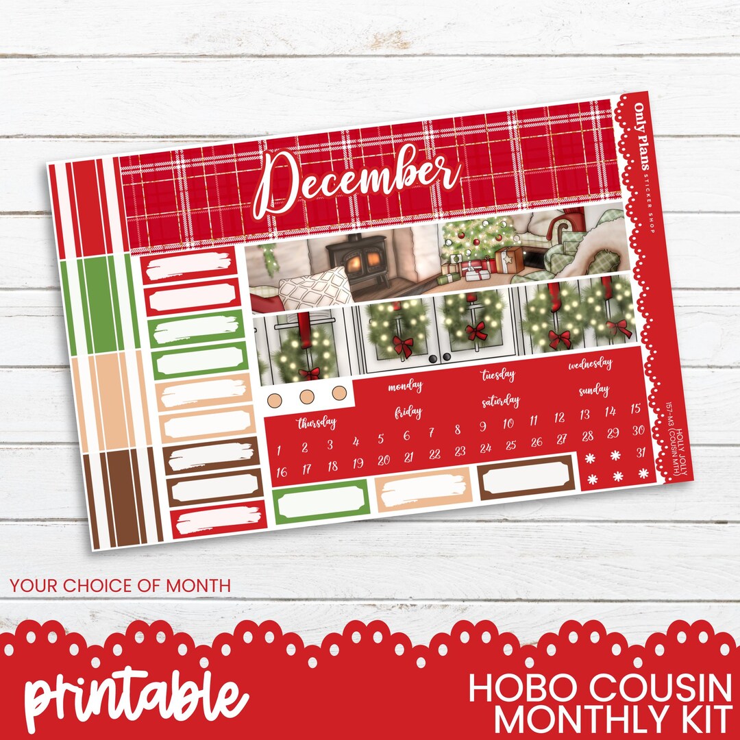 PRINTABLE Monthly Sticker Kit for Hobonichi Cousin and A5 Planners ...