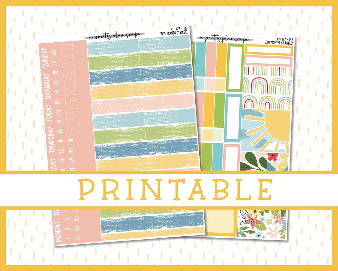 PRINTABLE Sticker Kit 127 Monthly Collection 7x9 A5W - Etsy