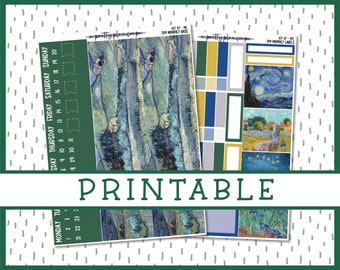 PRINTABLE Sticker Kit #117 - Monthly Collection - 7x9 - A5W - A5 - B6 - TPC - Penny Pages - A&N - KIT117 "Van Gogh"