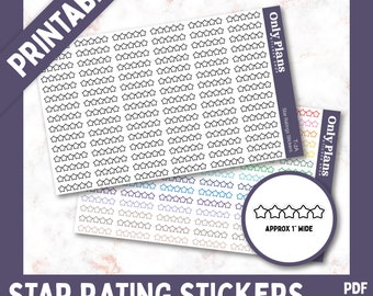 PRINTABLE Star Rating Stickers - Book Rating - Movie Rating -Kiss Cut - Functional Stickers - Planner Stickers - Silhouette Cut Files - #T-1
