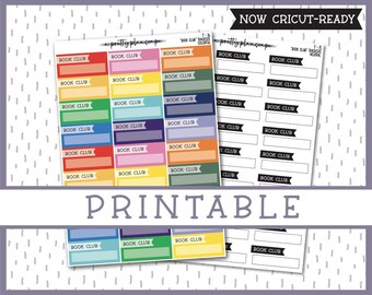 PRINTABLE Book Club Tracker Stickers - Reading Stickers - Kiss Cut - Functional - Planner Stickers - Silhouette Cut Files - T-15 - T-16