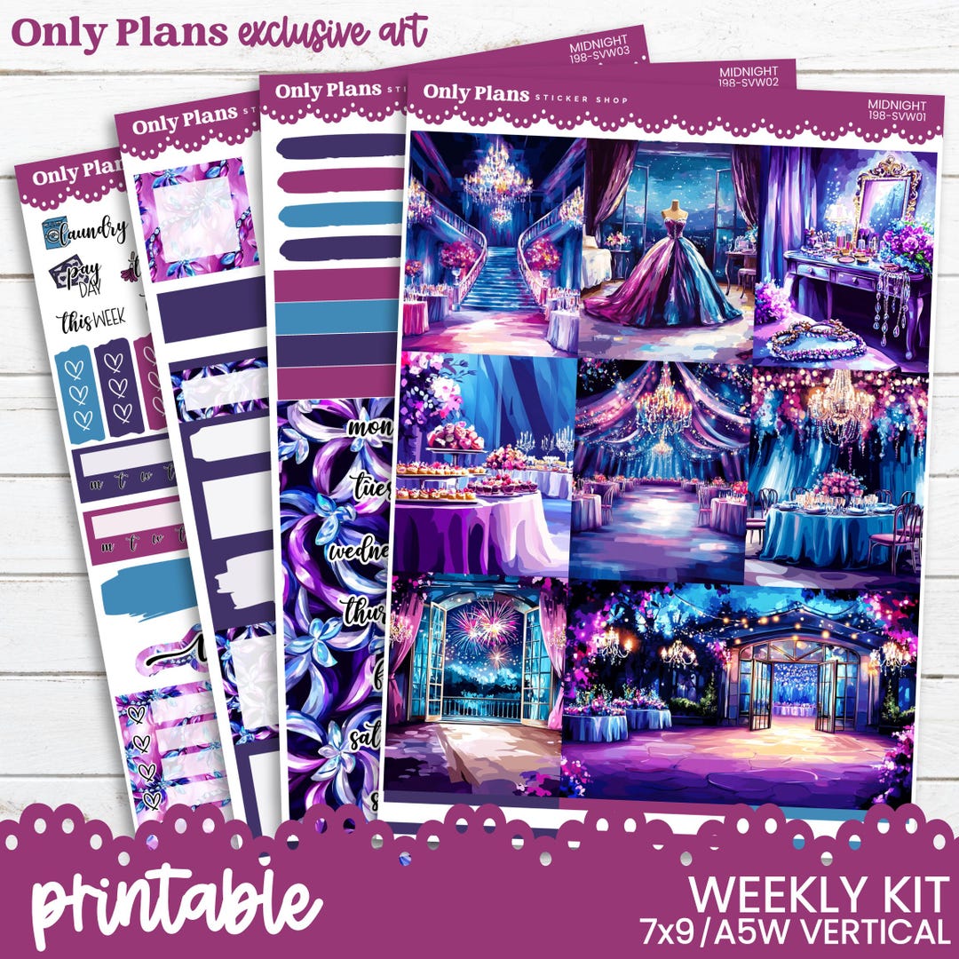 PRINTABLE Weekly Sticker Kit for Standard Vertical Planners - 7x9 A5 B6 ...