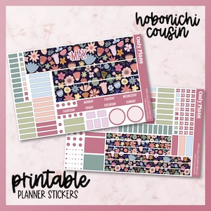 PRINTABLE Hobonichi Cousin Sticker Kit, May Monthly Hobonichi Cousin Stickers, Hobo Cousin Monthly, Printable Cut Files, PNGs, MTH-001
