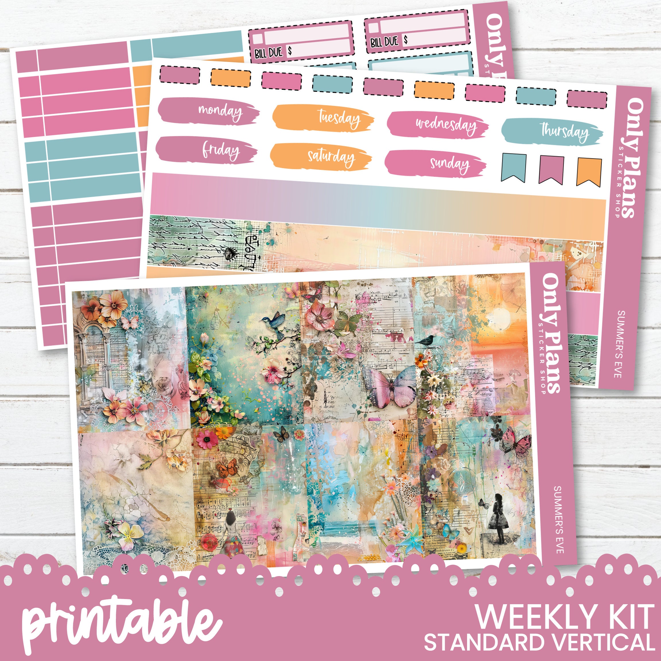 PRINTABLE Weekly Sticker Kit 185 Standard Vertical Planner Stickers 7x9 ...
