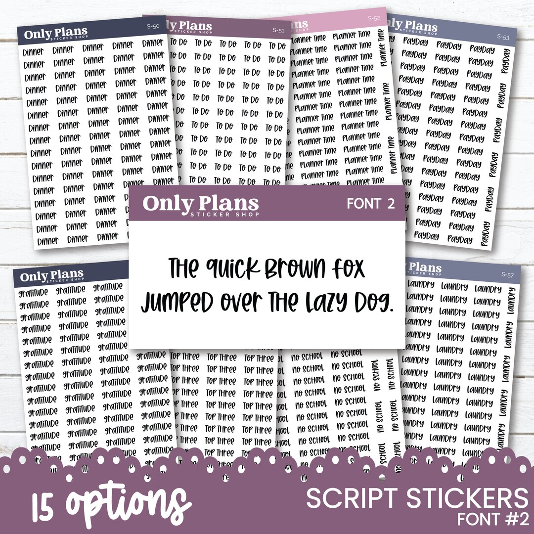 Script Stickers - Choose From 15 Options - Planner Script Stickers ...