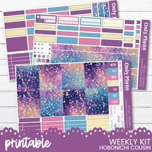PRINTABLE Weekly Sticker Kit 172 - Hobonichi Cousin - Hobo Cousin Stickers Cut Files PNG - KIT172 "Sparkle"