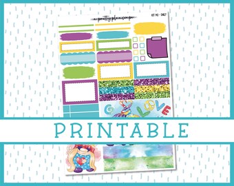 PRINTABLE Daily Sticker Kit #142 - Standard Vertical - TPC - Penny Pages - Daily With Journaling Planner - KIT142 "Hippie At Heart"