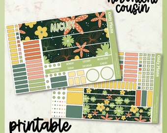 PRINTABLE Hobonichi Cousin Sticker Kit, August Monthly Hobonichi Cousin Stickers, Hobo Cousin Monthly, Printable Cut Files, PNGs, MTH-001