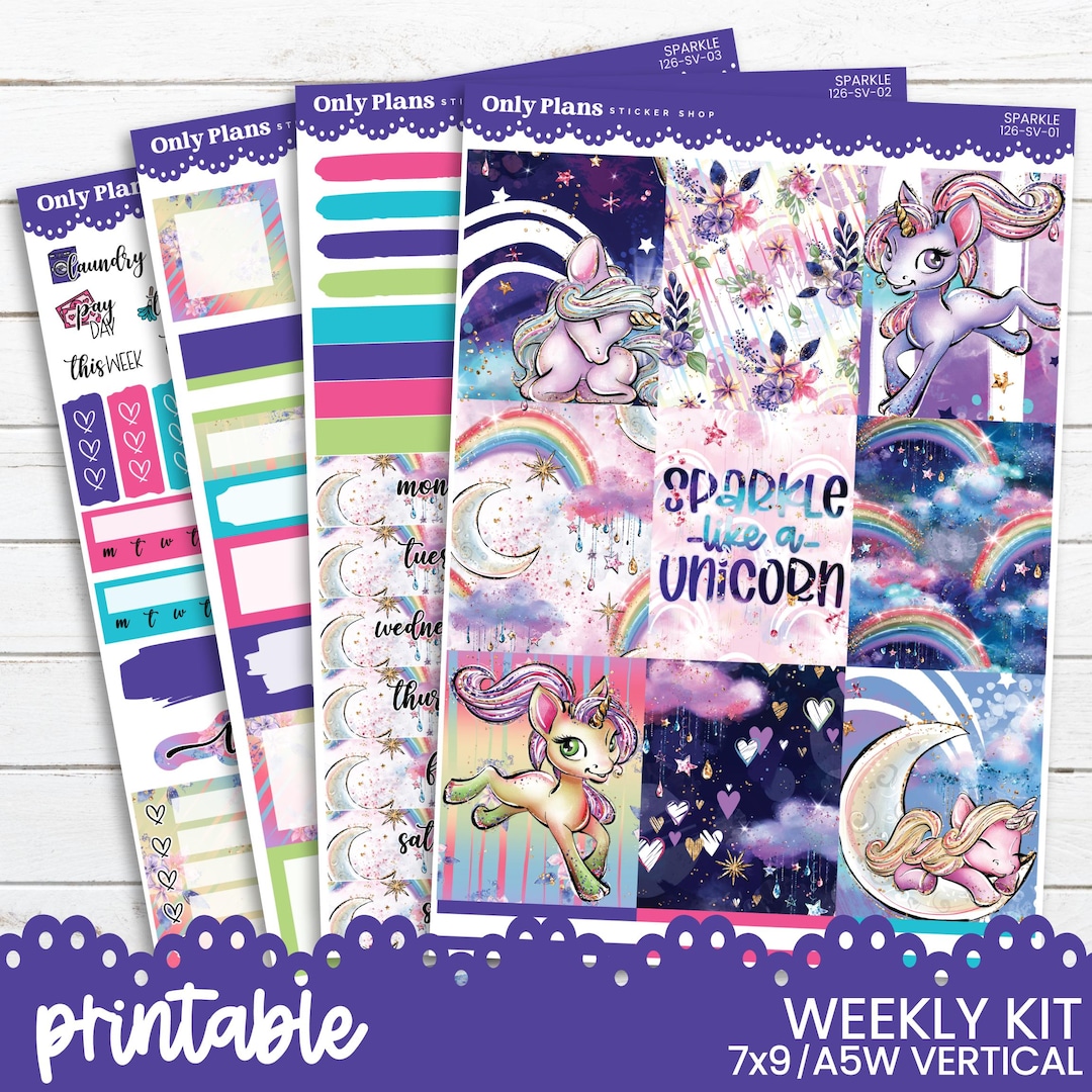 PRINTABLE Weekly Sticker Kit for Standard Vertical Planners - 7x9 A5 B6 ...