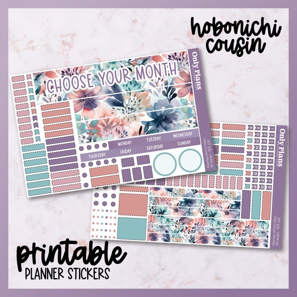 PRINTABLE Hobonichi Cousin Monthly Sticker Kit, Monthly Hobonichi Cousin Stickers, Hobo Cousin Monthly, Printable Cut Files, PNGs, Kit 179