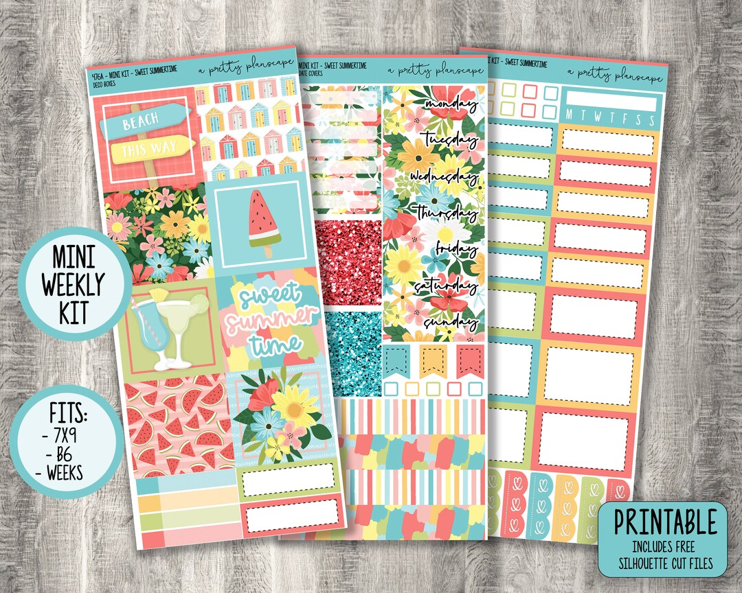 PRINTABLE Mini Weekly Sticker Kit sweet Summertime Spring Summer B6 A&N ...