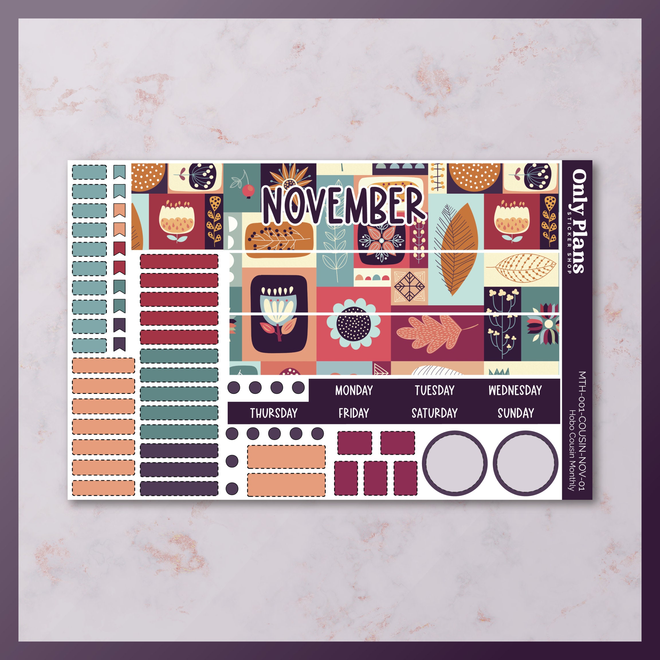 PRINTABLE Hobonichi Cousin Sticker Kit, November Monthly Hobonichi ...