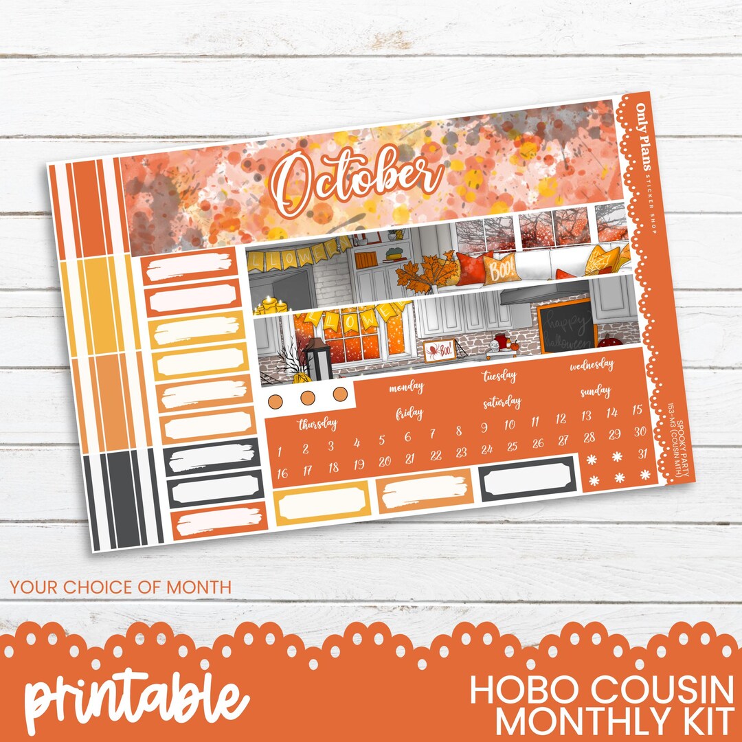 PRINTABLE Monthly Sticker Kit for Hobonichi Cousin and A5 Planners ...