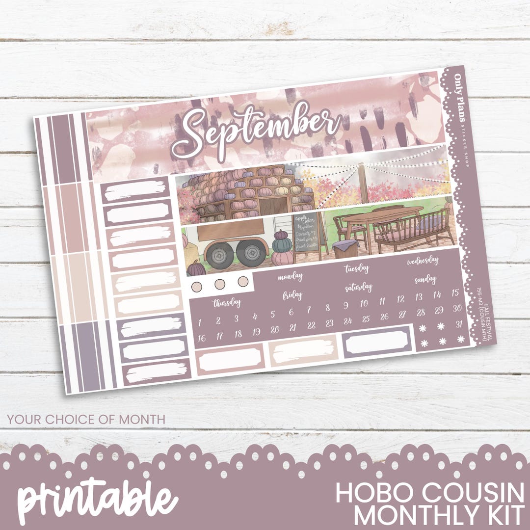 PRINTABLE Monthly Sticker Kit for Hobonichi Cousin and A5 Planners ...