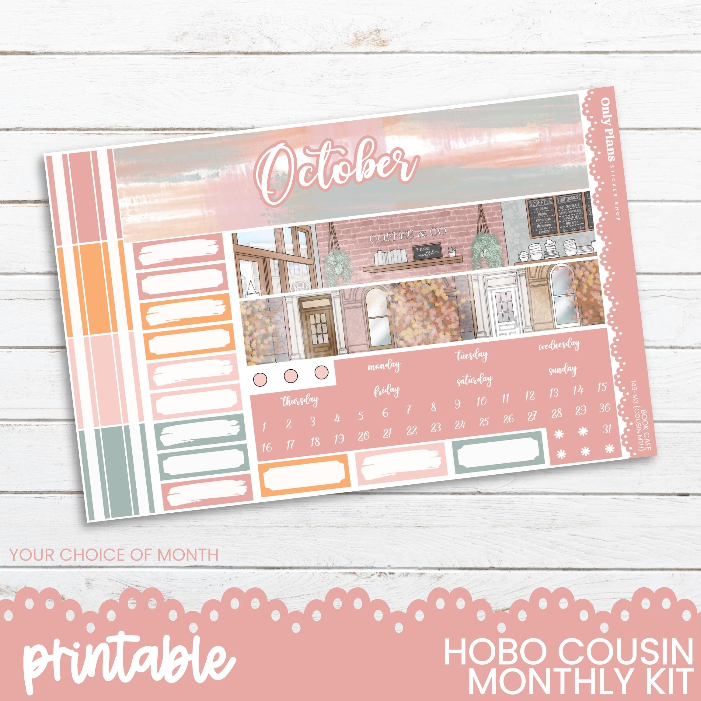 PRINTABLE Monthly Sticker Kit for Hobonichi Cousin and A5 Planners ...