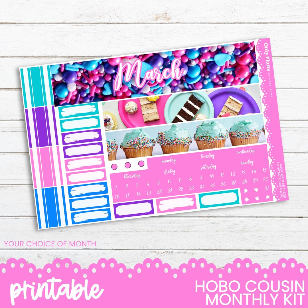 PRINTABLE Monthly Sticker Kit for Hobonichi Cousin and A5 Planners ...