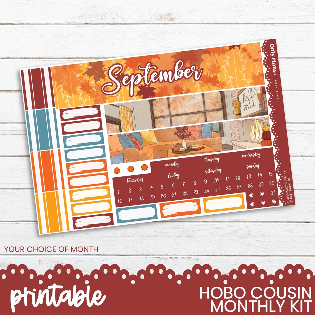 PRINTABLE Monthly Sticker Kit for Hobonichi Cousin and A5 Planners ...
