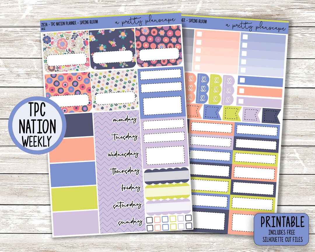 PRINTABLE Weekly Sticker Kit spring Bloom Blue Coral Green Spring ...