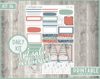 PRINTABLE Daily Sticker Kit #116 - Standard Vertical - TPC - Penny Pages - Daily With Journaling Planner Stickers - Christmas Gnomes