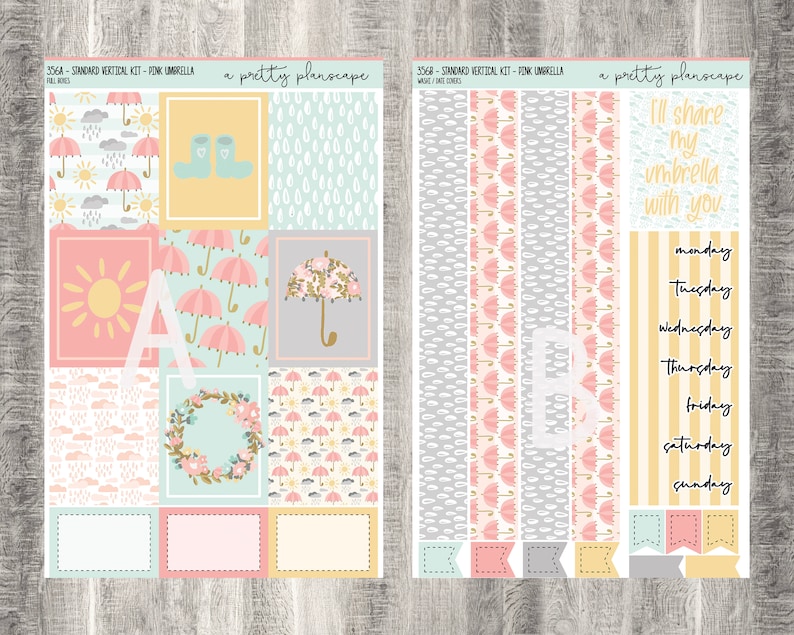 PRINTABLE Weekly Sticker Kit pink Umbrella | Etsy
