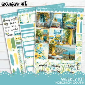 May include: A set of colourful planner stickers featuring a lemon theme. The stickers include a variety of designs, such as lemons, flowers, and a cityscape. The stickers are perfect for adding a touch of whimsy to your planner.