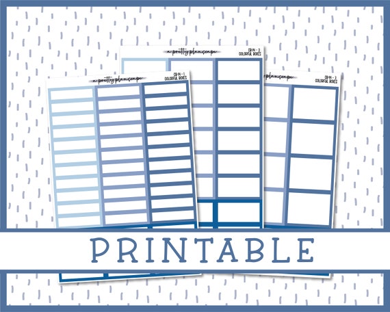 PRINTABLE Colorful Boxes Planner Stickers Kiss Cut | Etsy